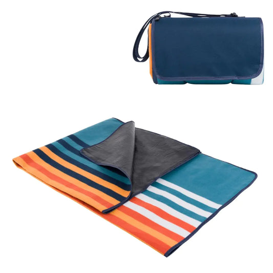 PICNIC TIME Blanket Tote Outdoor Picnic Blanket Beach Blanket Camping Blanket (Marine Stripes)