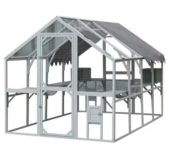 Deluxe Cat Playhouse with Weatherproof Roof